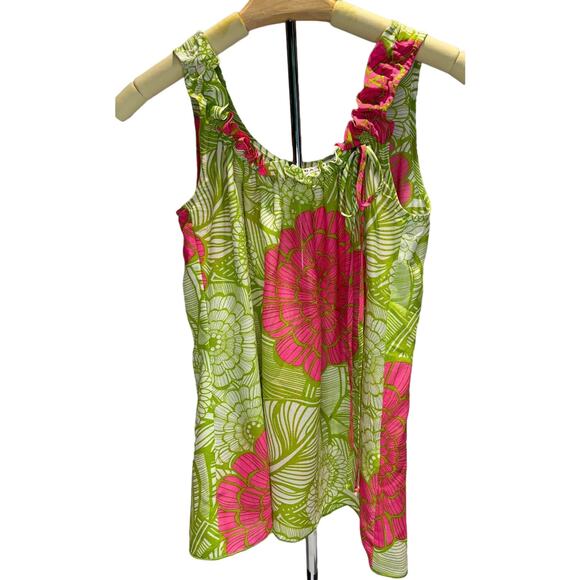 Women's 100% Silk Trina Turk Floral Tank Top, Size Small, EUC - Picture 1 of 4